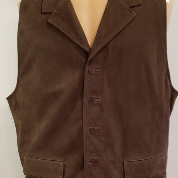 brown suede leather men's vest Siegler & Co XL - Picture 2 of 7